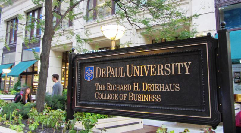 Driehaus College of Business sign Driehaus College of Business sign