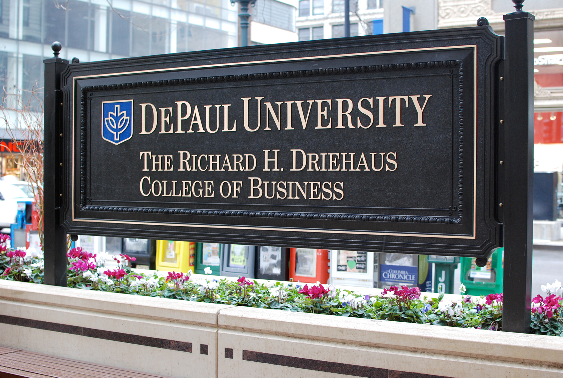 Driehaus College of Business building sign
