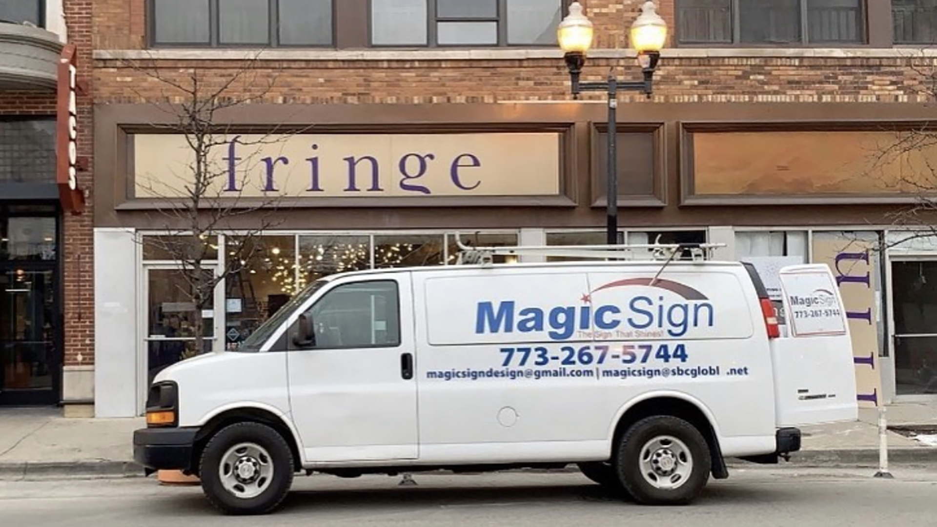 A truck belonging to Syed’s business, Magic Sign.